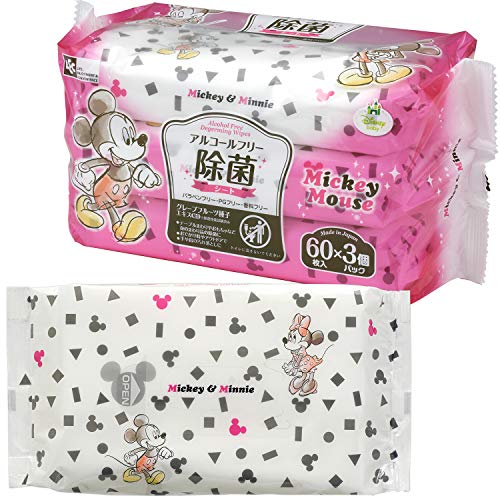 レック ディズニー アルコールフリー 除菌ウェットシート 60枚×3個 日本製 グレープフルーツ種子エキス配合 ホワイト 180枚