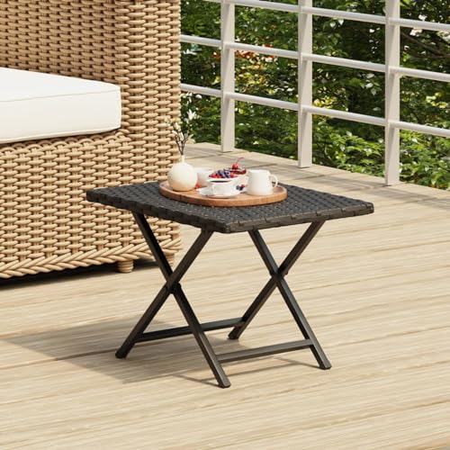 Cizuho Heavy Duty Folding Table for Catering Camping Table Trestle for BBQ Picnic Party,Folding Table Black 45x35x32 cm Poly Rattan