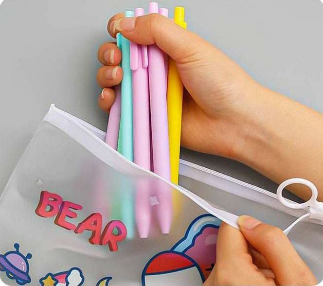 Image of AMANVANI Space Cartoon Folder for Kids: Zipper Envelope Bag Documents File Storage (4 Piece, Multi, A5, Zippered Multi-Compartment)