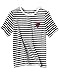 Romwe Women's Summer Short Sleeve Striped Tee Cotton T-Shirt Black S