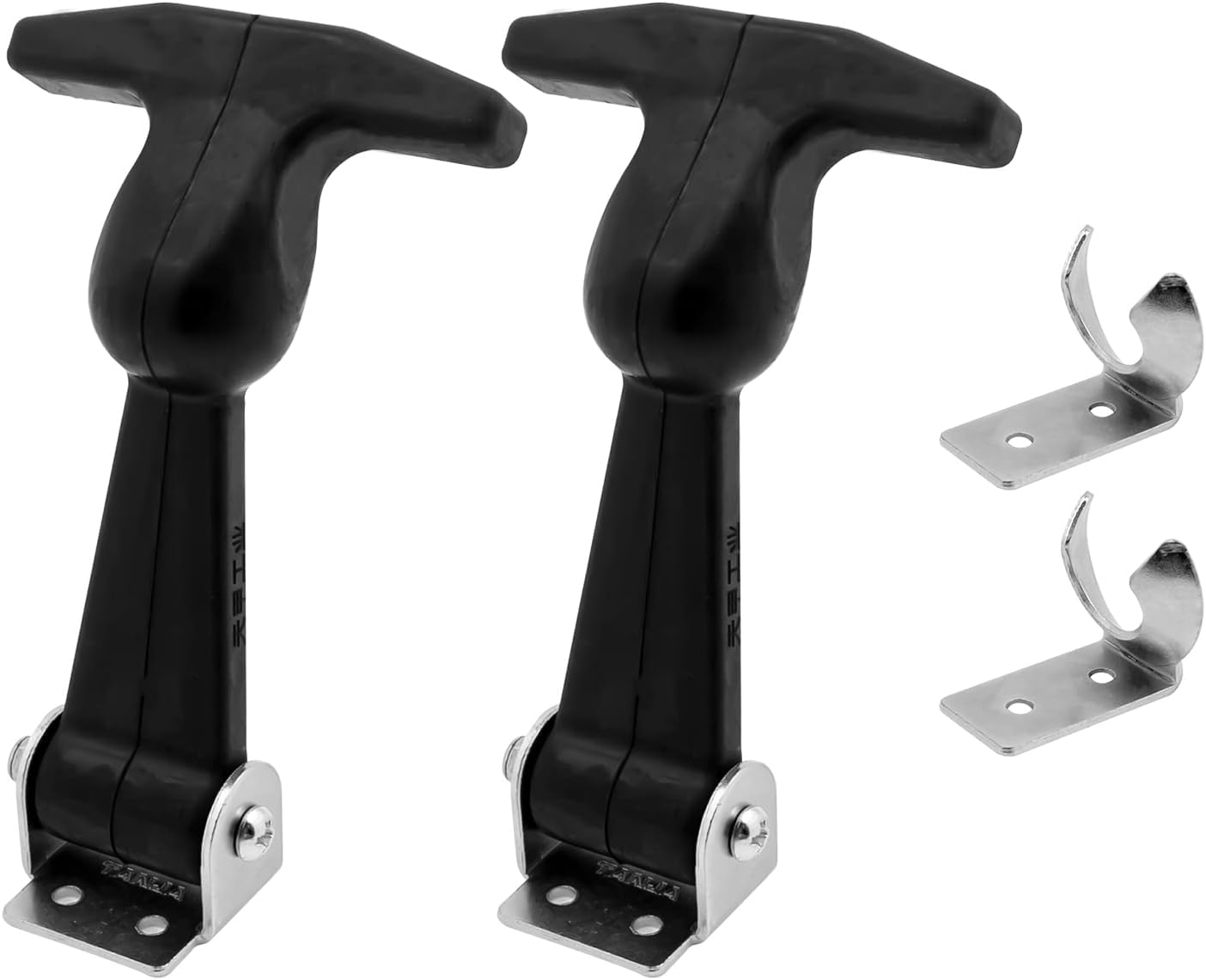 2 Pcs Elastic Stainless Steel Rubber Hood Catch Flexible T-Handle Hasp Rubber Flexible Draw Latches with Brackets for Tool Box, Vehicle Engine, Hood