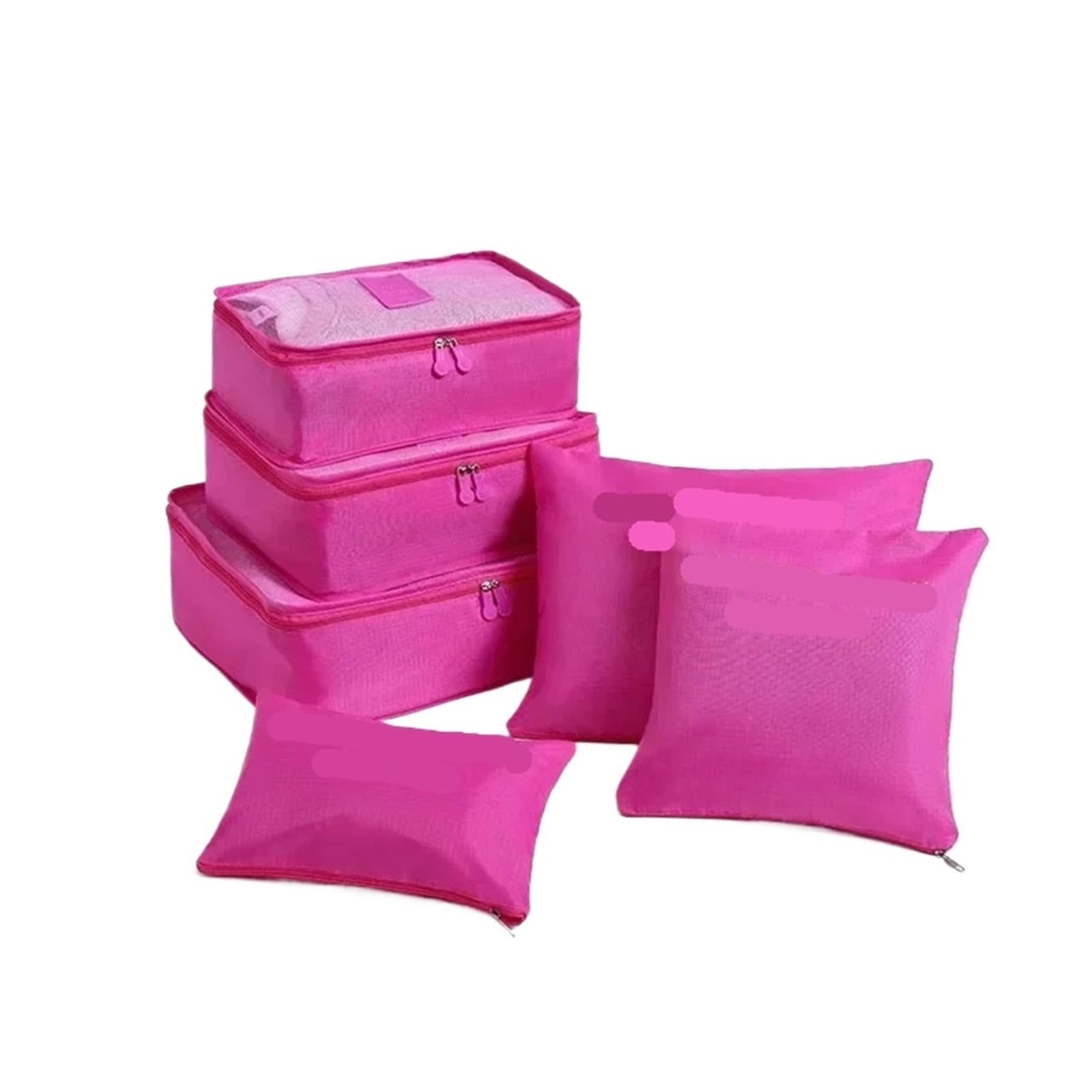 BHOUTY 6Pcs Set Travel Organizer Foldable Storage Bags Suitcase Zip Packing Cubes Cases Portable Luggage Clothes Shoe Tidy Pouch(Rose red)