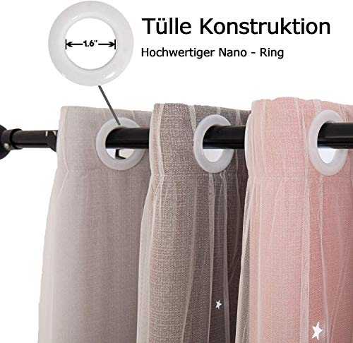 CoutureBridal Gordijn, ondoorzichtig, gordijn met inslagringen, gordijnen voor kinderkamer, slaapkamer, grijs, roze… - Afbeelding 6