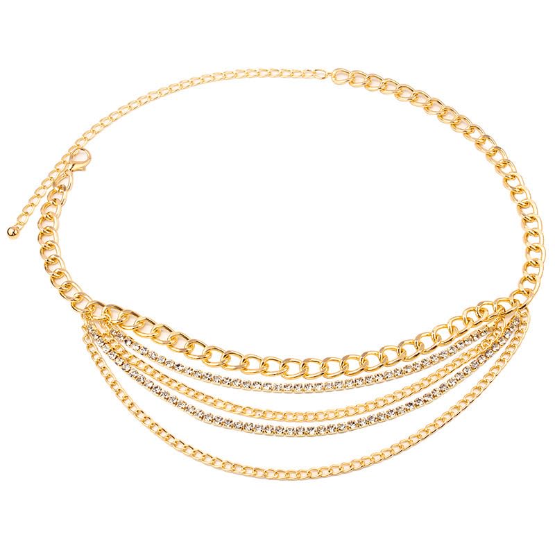 Layered Metal Chain Belt Chain Waist Belt with Pendant Crystal Chain Belt For Men Women Punk Chain Link Belt2