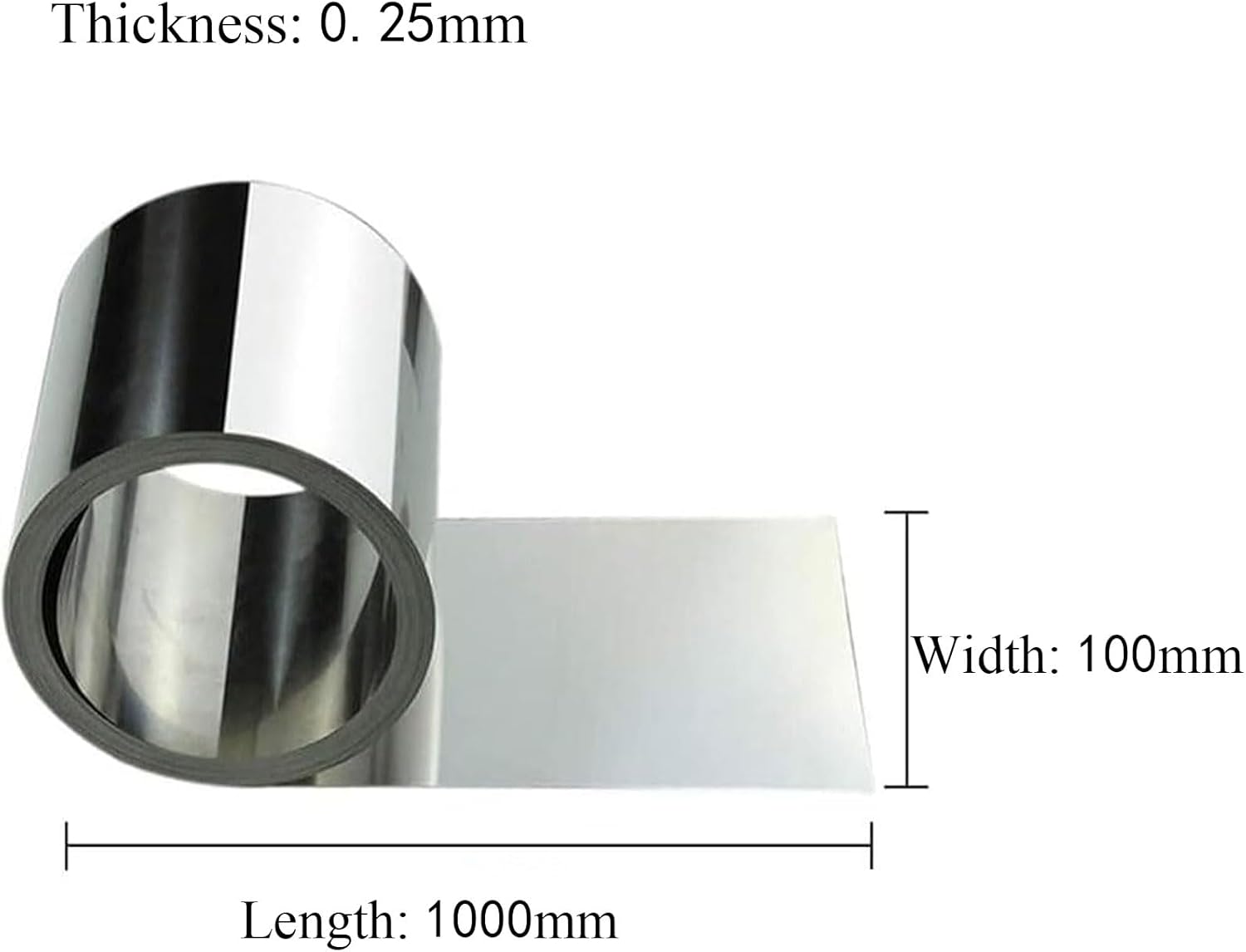 Model 304 Stainless Metal Plate Foil ， Metal Strip Sheet for Industry Machinery Electronic Equipment Hardware,(0.25x100x1000mm)