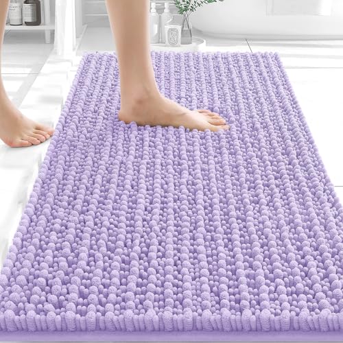 Image of OLANLY Bathroom Rug Mat 30x20, Thick Soft and Absorbent Chenille Bath Mat, Non-Slip Rubber Backing, Machine Washable Quick Dry Bath Rugs for Tub Shower Floor, Home Decor Accessories, Lavender