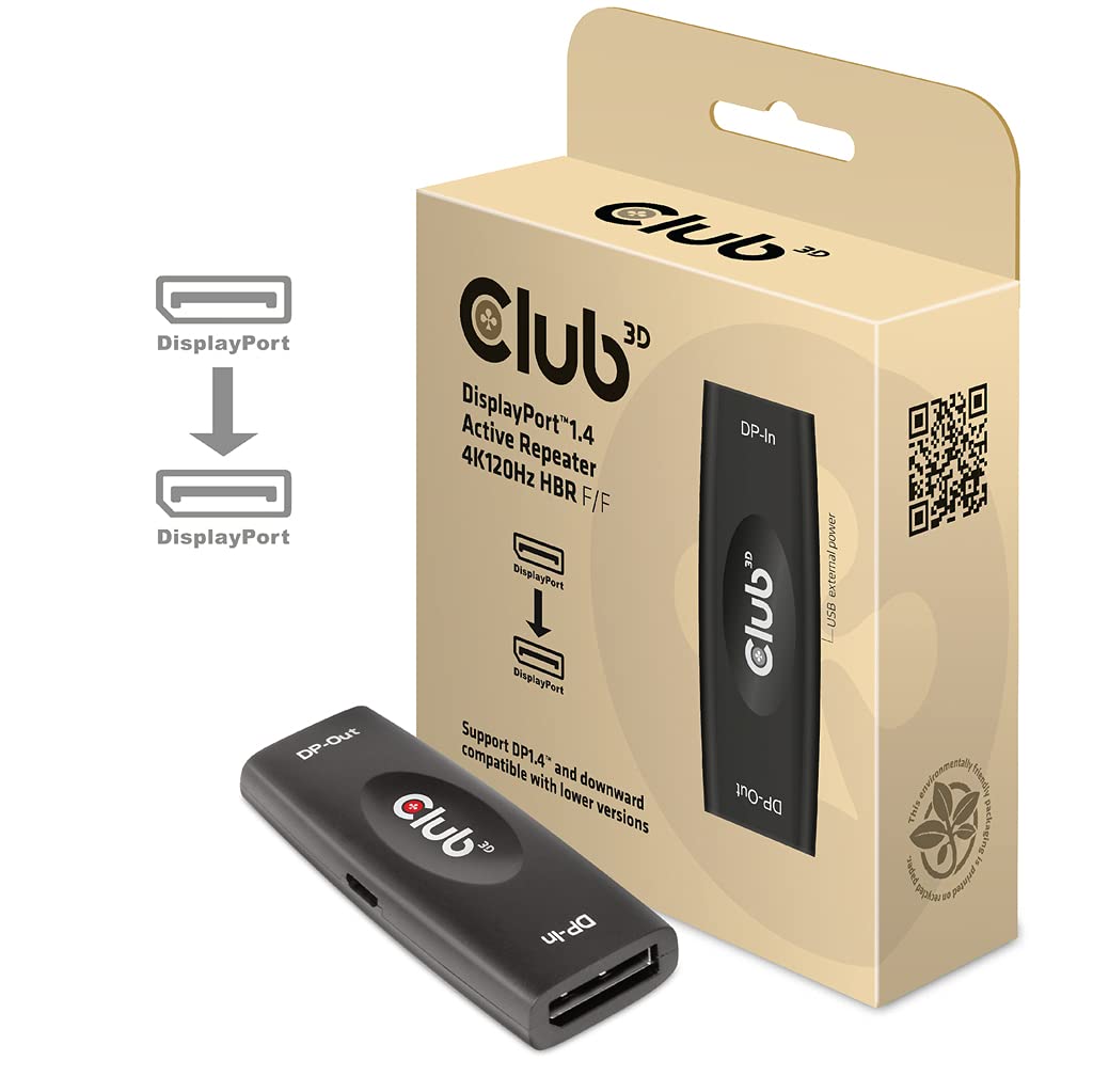 Club 3D DisplayPort™ 1.4 - Repetidor Activo (4K120Hz, HBR3 B/​B)