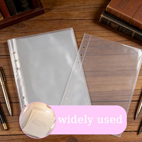 A5 Binder Taschen,40 Stück Photocard Binder,PVC 6 Löcher Wasserdichter Loseblatt Ordner,Transparent Ordnertaschen,Budget Zipless Umschläge Ringordner Bindertaschen Schutzhülle für Foto Datei Rechnung