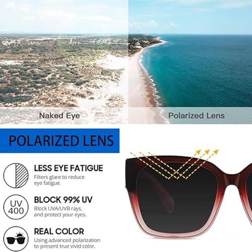 Myliia Eyewear, Myliiawear Fit Over Sunglasses Women, Square Trendy Retro Oversized Frame Polarized Lenses Unisex 5