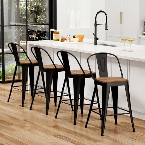 Yongqiang Barstools Set of 4 Counter Height Bar...
