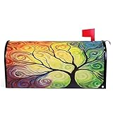 Colorful Rainbow Tree of Life Branch Mailbox Covers Standard Size Abstract Tree of Life Summer Spring Autumn Winter Magnetic Mail Cover Letter Post Box 21