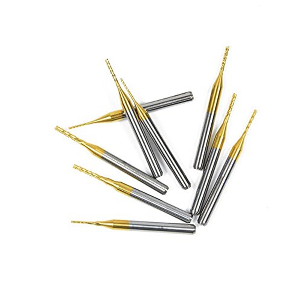 PCB Fraise Fraisage TiN coupeur carbure pour CNC Gravure Coupe 10Pcs (0.8-3.0mm)