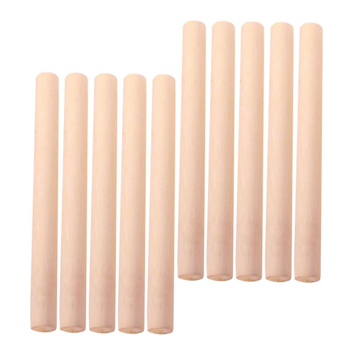 VALICLUD Rouleaux à Pâtisserie Lot de 10 en Bois Khaki Surface Lisse Résistants à l'usure, Maison Préparation de Pizza