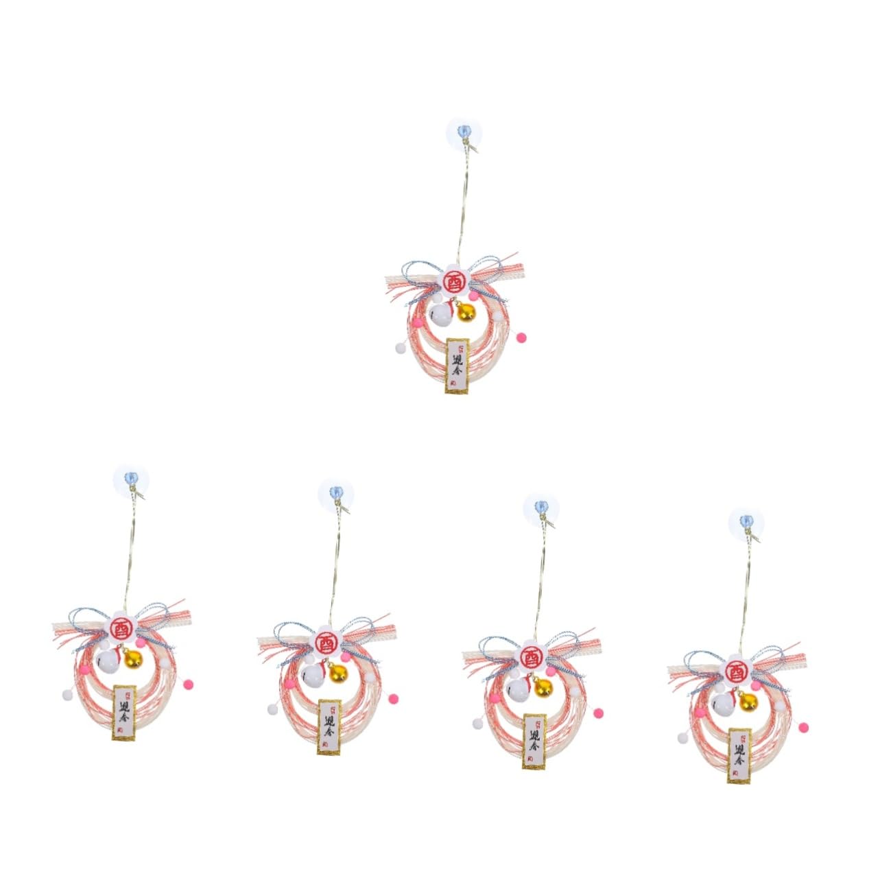 ABOOFAN 5St Anhängerdekoration aus Stroh hängende Segensverzierung hängender Strohkranz als Ornament Dekoration Wohnkultur Girlande Japanischer gewebter Kranz Verzierung Kabel