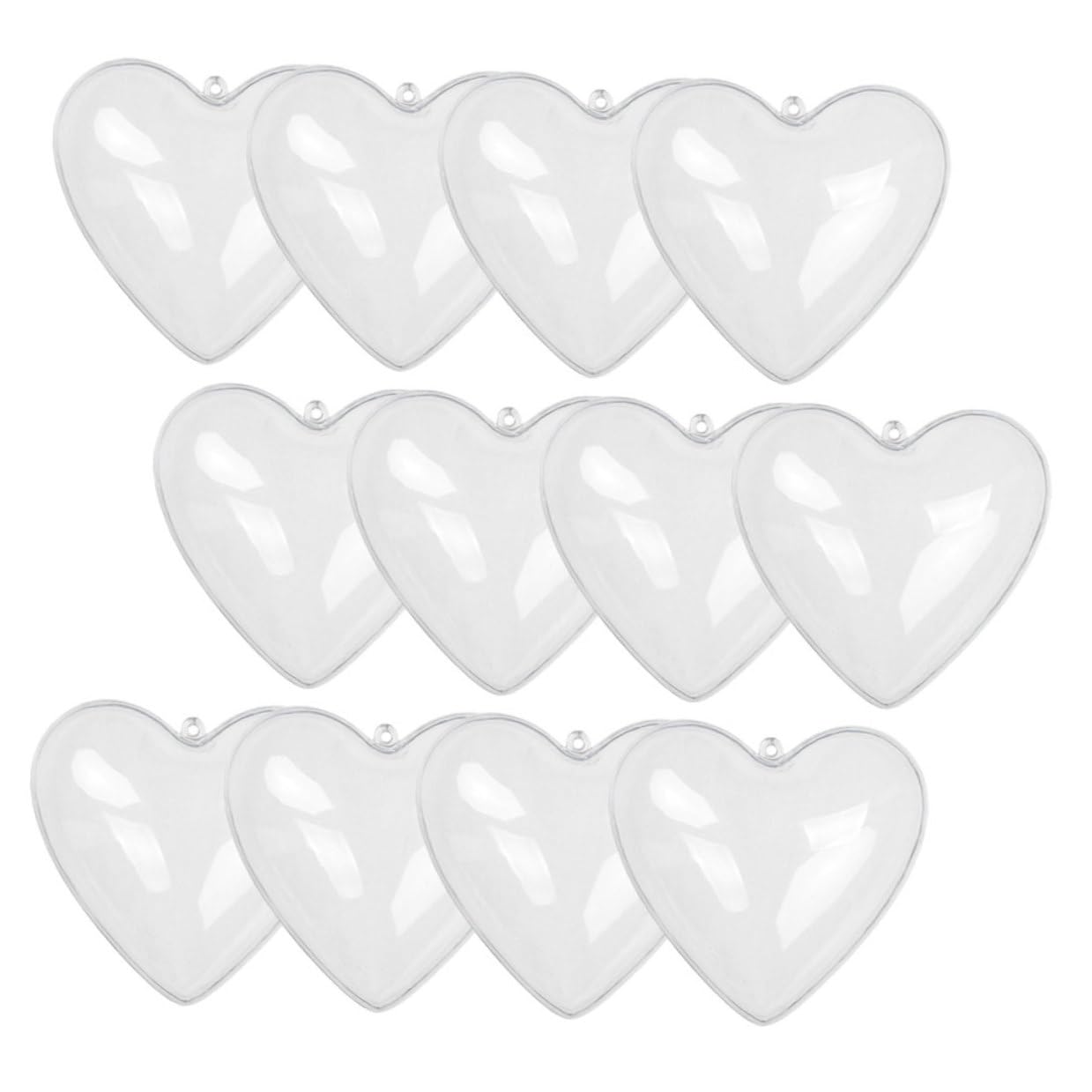 Bolas de Adorno Colgantes Transparentes en Forma de Corazón 10 CM 12 Piezas Bolas Rellenables para Decoración de San Valentín Navidad y Bodas