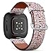 CJBROES Replacement Leather Watch Band, Compatible with Fitbit Versa 3 and Fitbit Sense of Wristband Bracelet Accessory - Psychedelic Herringbone Motif