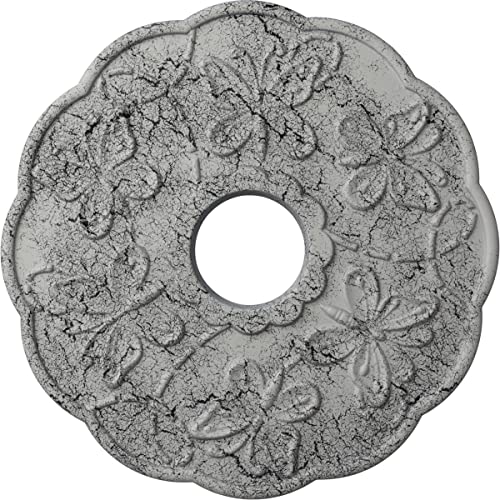 Image of Ekena Millwork CM17TSUWCDecorative Ceiling Medallions Modeled After Original Historical Patterns & Designs, Ultra Pure White Crackle