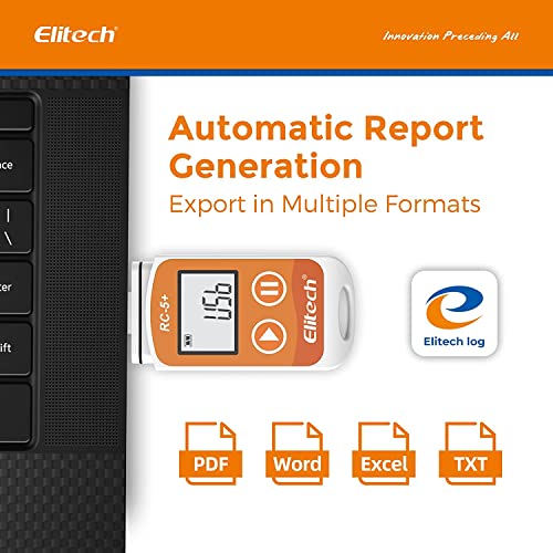 Image of [ISO 17025 Certified] Elitech RC-5+ TE Digital PDF USB Temperature Data Logger Reusable Recorder Refrigerator Thermometer 32000 Points High Accuracy (Extra External Sensor)