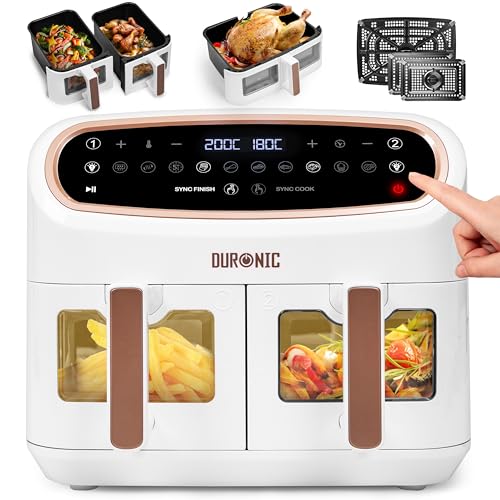 Duronic Dual Zone Air Fryer AF34 WE 10L Digital Air Fryers with T...