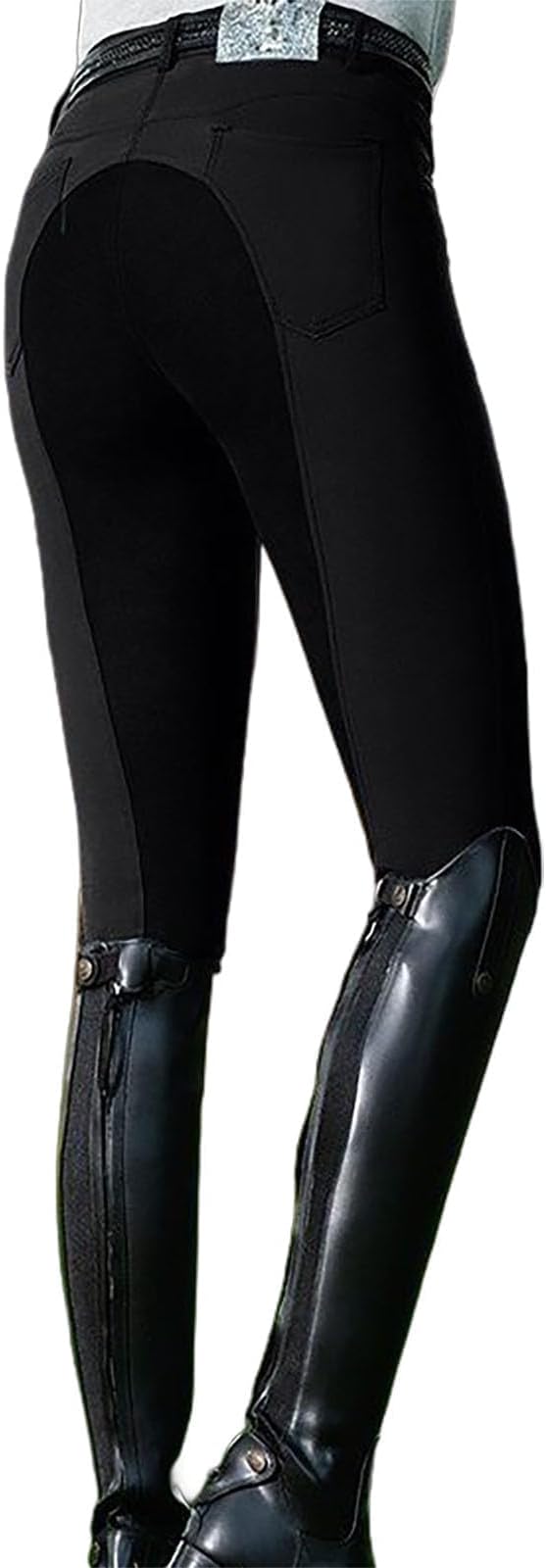 ARENVO Women's Elastic Horse Riding Trousers Fashion Women's Equestrian Pants Gym Yoga Sports Riding Leggings,Black,M