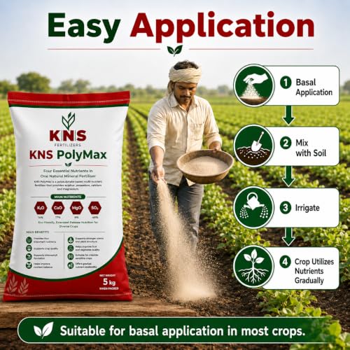 Image of KNS PolyMax Natural Mineral Fertilizer | Polysulphate-Based Multi-Nutrient Fertilizer | Provides Potassium, Calcium, Magnesium & Sulphur | Suitable for Fruits, Vegetables & Field Crops | 1 kg