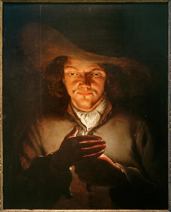 Art murale impression moderne de prestige homme à la bougie Schalcken 60x90