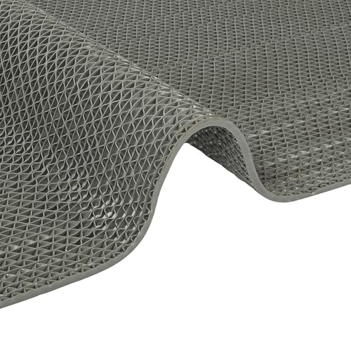 Image of Suuiwau Drainage Non Slip Floor Mat, 500 x 90 cm 5.5mm Thick PVC Mesh Hollow Roll Mat, Commercial Floor Mat for Bathroom Pool Restaurant Kitchen Patio Wet Area, Grey