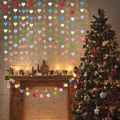 14 Pcs Valentine Rainbow Color Heart Garlands 82.6 Feet/ 27.4 Yards Birthday Paper Heart Decorations Paper Hanging Heart Shape Garlands For Baby Shower Birthday Wedding Party Supplies #TOP5