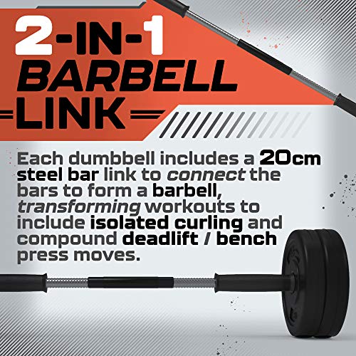 Body Revolution Halterset - verstelbare halters voor thuis, fitness-gewichtset met Barbell Link accessoires… - Afbeelding 4