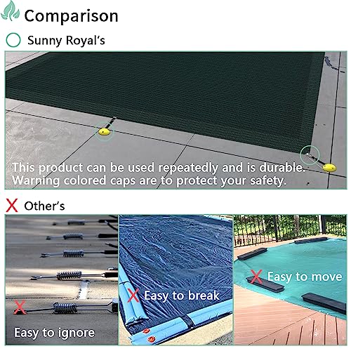SunnyRoyal Pool Safety Cover for Inground Pools 20' x 40' Rectangle Winter Swimming Pool Replacement Mesh Net Cover (Green) - Image 5