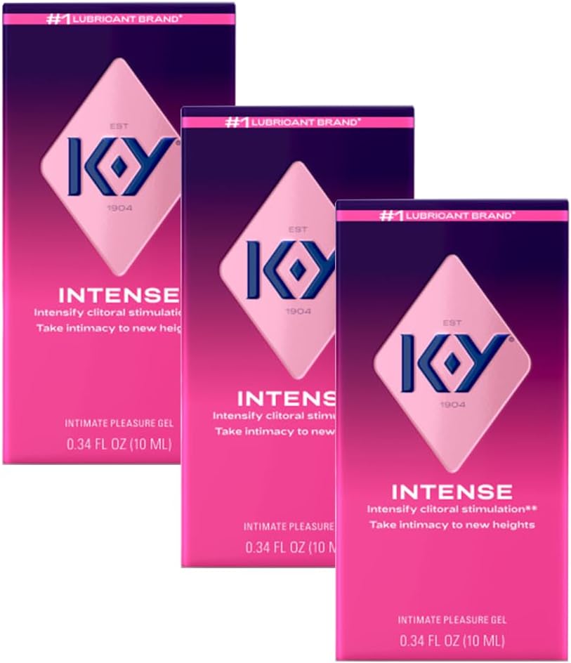 K-Y Intense 0.34 Fl Oz. Adult Toy Friendly Female Pleasure Gel, Arousal Stimulant for Women, Couples Massage Enhancer, Latex Condom Compatible (3 Pack)
