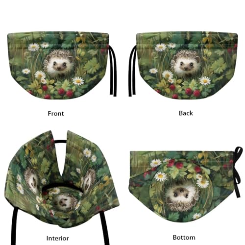 Image of Tea Cosy for Teapot Insulated Hedgehog Daisy Print Tea Pot Cozy Cover Portable Insulated Teapot Dust Cover with Drawstring
