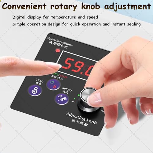 Sellador automático de bolsas con rueda de impresión, sellado térmico continuo de 6 m/min para bolsas comerciales de plástico, papel de aluminio y papel kraft