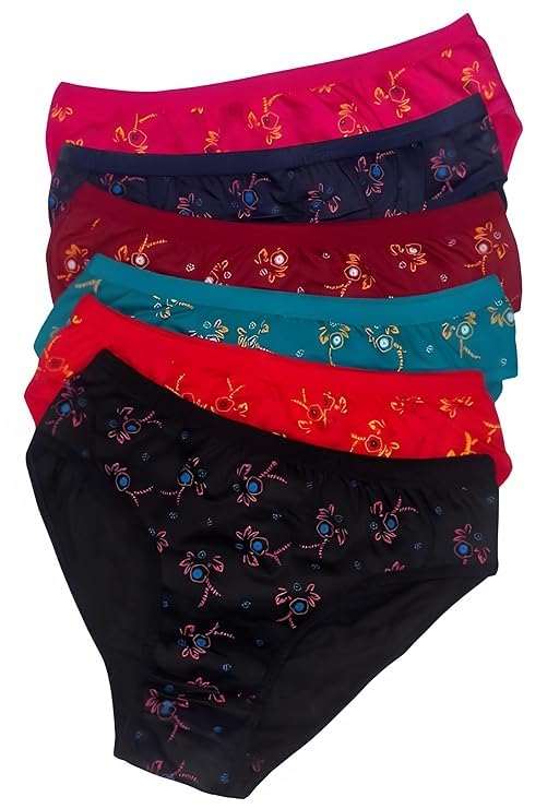 luvreena Combo Pack of 6 Women's Floral Print Innerwear Mid Waist Briefs Comfortable Inner Cotton Soft Underpants Brief for Women Panties Ladies Panty Female-picture-7