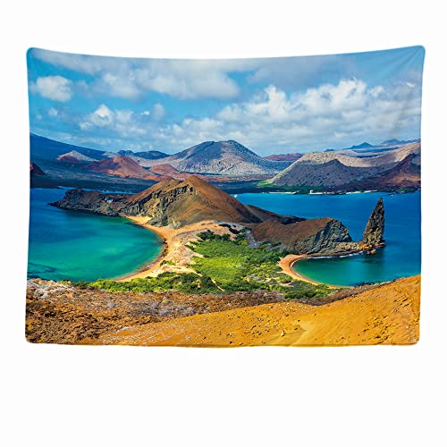 Ulticool - Paisaje de la montaña de la bahía - Tapiz - 200x150 cm - Tapiz grande - Decoración de póster - Decoración - Papel pintado - Lienzo - Pintura - Accesorios - Azul Verde