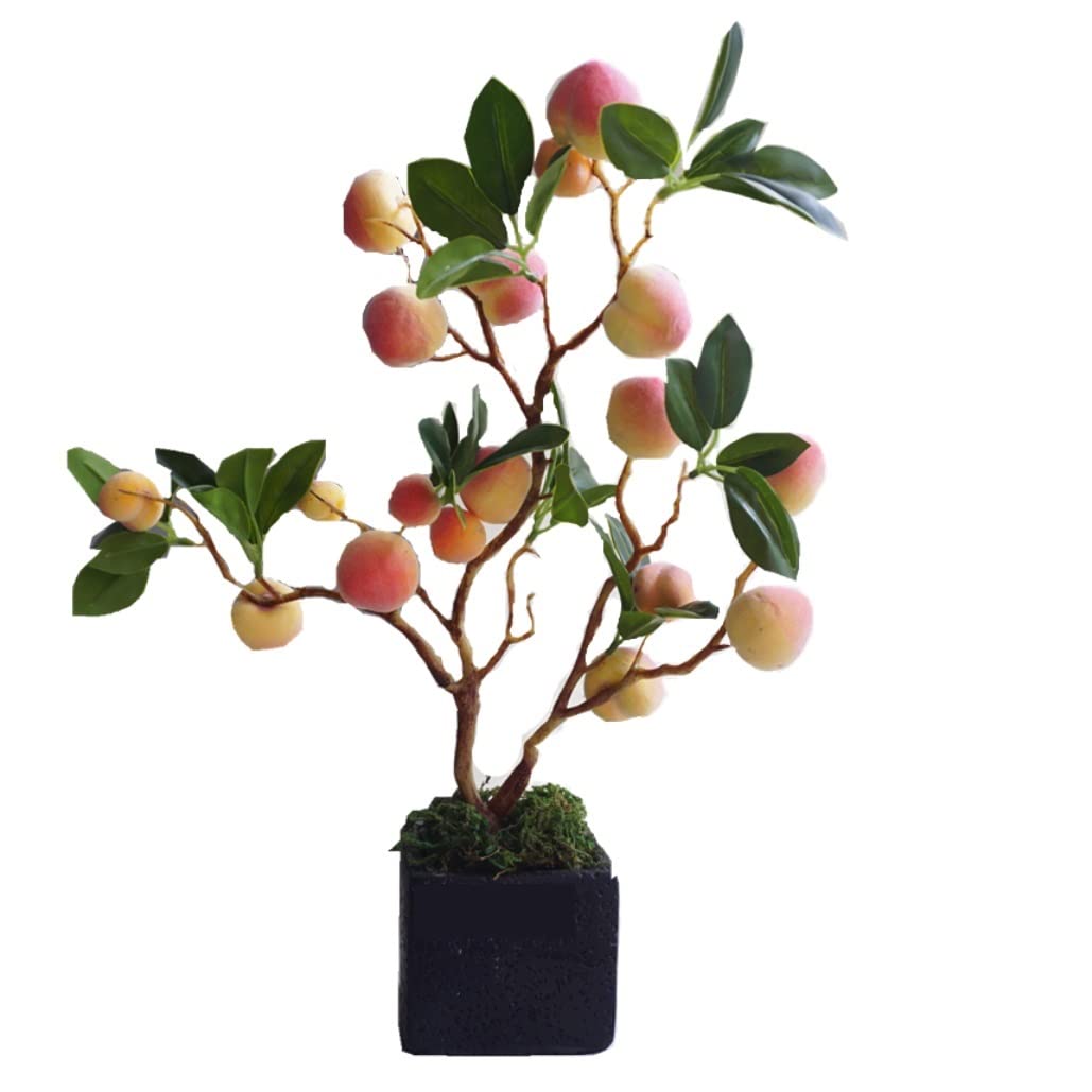 CVdrtyED Artificial Tree Plant Simulation Fruit Bonsai Artificial Tree Fake Peach Plants Living Room Home Desktop Decoration Decor
