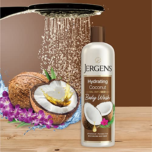 Jergens Hydrating Coconut Body Wash, Daily Moisturizing Skin Cleanser, Paraben Free, 22 Ounces, Infused With Coconut Oil, Ph Balanced, Dye Free, Dermatologist Tested #TOP6