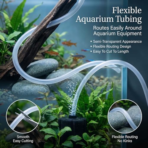Aquarium Airline Tubing 3/16” Standard Air Hose, Flexible and Kink Resistant Tubing for Fish Tank Air Pump, Safe for Freshwater and Saltwater Aquariums-6.5 Feet