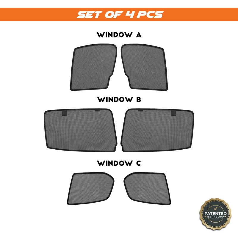 Image of Scorpio N Magnetic Sun Shades /Curtains - Set of 6pcs (Row A /B /C) Suitable for Scorpio N 2022 Onwards