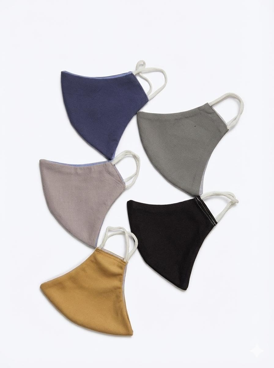Prime Leaf Reusable Cotton Pollution Face Mask, Soft Breathable Washable Cloth Face Cover for Daily Outdoor Use (Multi-Color Packof 5)-image-36