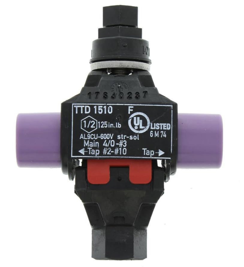 Morris 96108 Insulated Piercing Connector, Main 4/0-3 AWG, Tap 2-10 AWG, Aluminum/Copper, 600V (1 Unit)