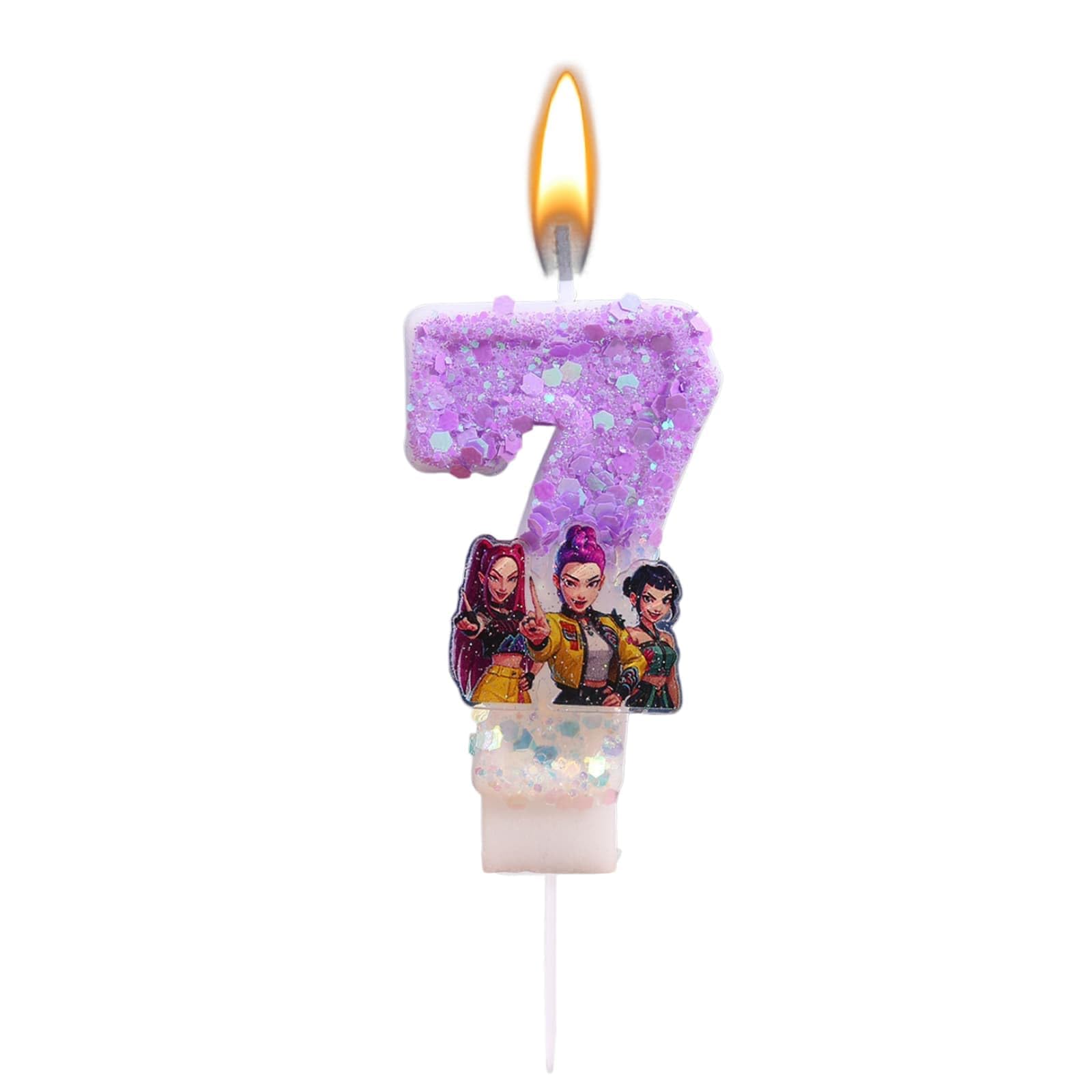 Korea Pop Demon Movie Hunters Birthday Number 7 Candles, Cute Cake Decoration, Perfect for Birthday Party Decorations (7)