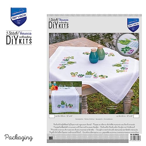 Vervaco Indoor Plant Tablecloth Kit, White, ca. 80 x 80 cm - Image 3