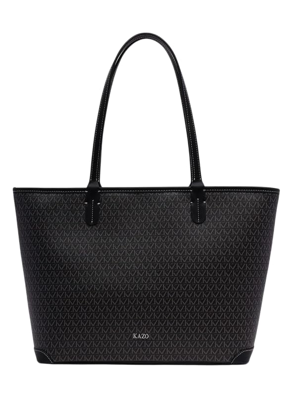 Image of Kazo Marcelle Tote | Premium Faux Leather Handbag for Women | Spacious Printed Shopper with All-Over KZ Logo | Fits 15 inch Laptop