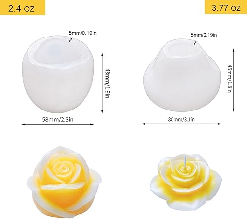 Miniatura 2 de 2 moldes de silicona para velas de flores, moldes de vela de resina 3D, kit de moldes de flores en forma de rosa para pasteles hechos a mano, jabón,