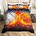 Baseball Basketball Duvet Cover Set Twin,Ice and Fire Collision Bedding Set 2pcs for Kids Teens Boys Girls Room Decor, Extreme Ball Sports Game Comforter Cover Modern Quilt Cover with 1 Pillowcase