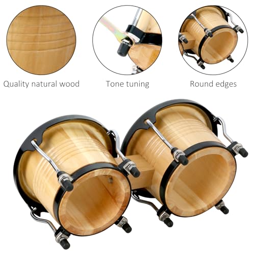 image for EASTROCK Bongo Drum 6.5” and 7.5” Bongos Set for Adults Beginners 