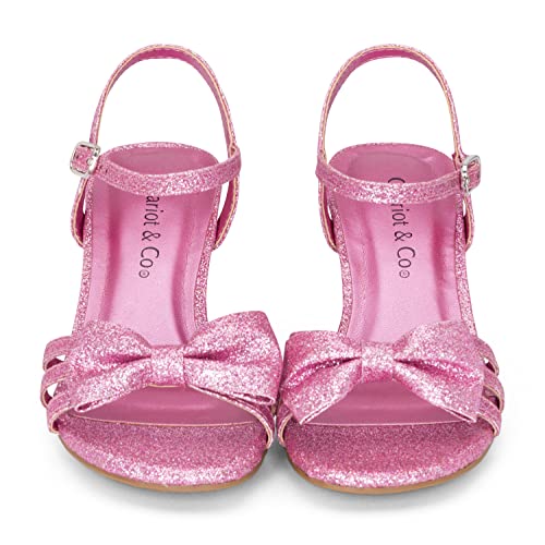 Chariot & Co - Time-IIS - Girls/Kids/Childrens Open Toe Bow Ankle Sling Back Glitter 2" Kitten Block Heel Sandal Pumps4