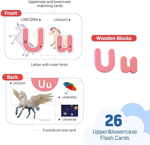 Miniatura 3 de SSol & Sam Tarjetas flash del alfabeto para niños de 3 a 8 años, tarjetas flash para niños pequeños para educación Montessori con letras