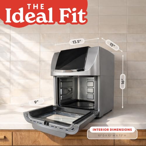 Image of Gourmia Air Fryer - 14 Qt All-in-One Rotisserie Oven with Digital Display, 12 Presets, Roast, Bake, Broil, Dehydrate, Dishwasher Safe Accessories, Stainless Steel